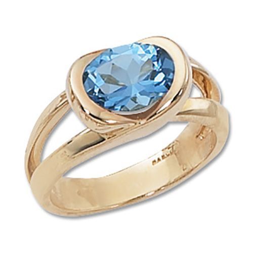 Oval Swiss Blue Topaz Ring - 14K Yellow Gold Size 7 - 70378BT