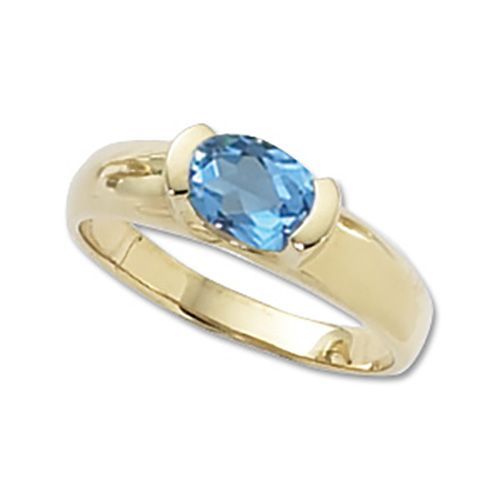 Oval Swiss Blue Topaz Ring - 14K Yellow Gold Size 7 - 70246BT