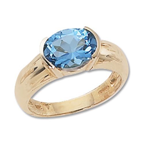 Oval Swiss Blue Topaz Ring - 14K Yellow Gold Size 7 - 70219BT