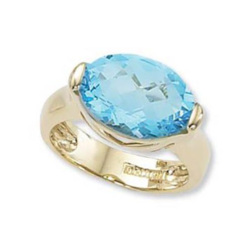 Oval Swiss Blue Topaz Ring - 14K Yellow Gold Size 7 - 70782BT