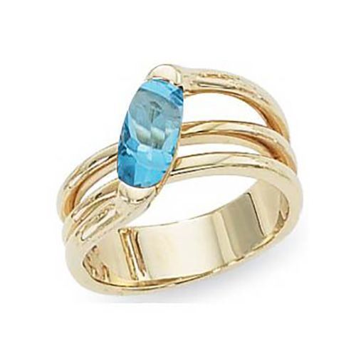 Oval Swiss Blue Topaz Ring - 14K Yellow Gold Size 7 - 70769BT