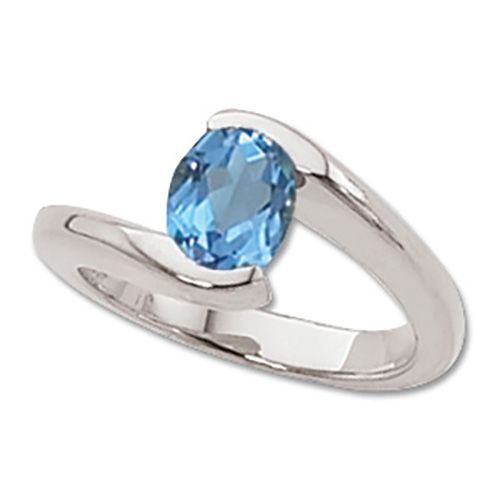 Oval Swiss Blue Topaz Ring - Sterling Silver Size 7 - 70535BT-SS