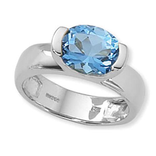 Oval Swiss Blue Topaz Ring - Sterling Silver Size 7 - 70742BT-SS