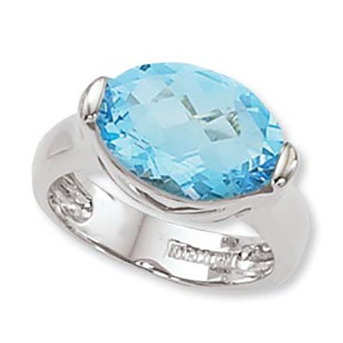 Oval Swiss Blue Topaz Ring - Sterling Silver Size 7 - 70782BT-SS