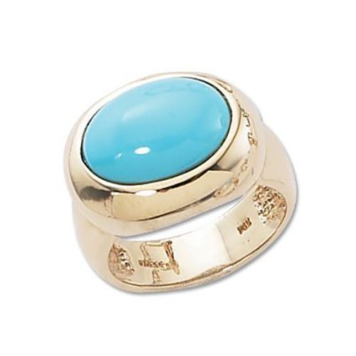 Oval Turquoise Ring - 14K Yellow Gold Size 7 - 70476TQ