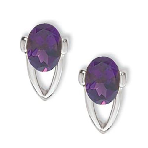 Ovals Amethyst Earrings - Sterling Silver