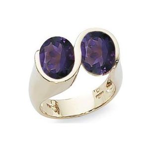 Ovals Amethyst Ring - 14K Yellow Gold Size 7 - 70881AM