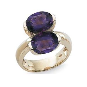 Ovals Amethyst Ring - 14K Yellow Gold Size 7 - 70894AM