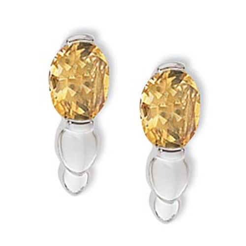 Ovals Citrine Earrings - Sterling Silver - 90301CI-SS