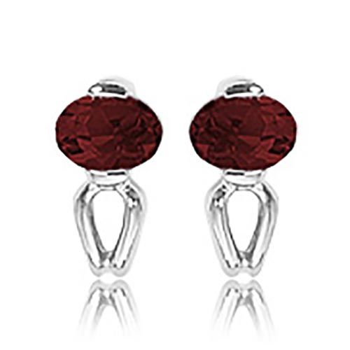 Ovals Garnet Earrings - Sterling Silver - 90309GA-SS