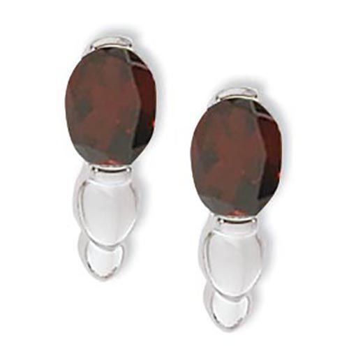 Ovals Garnet Earrings - Sterling Silver - 90301GA-SS