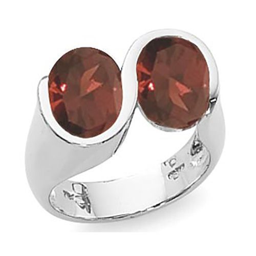 Ovals Garnet Ring - Sterling Silver Size 7 - 70881GA-SS