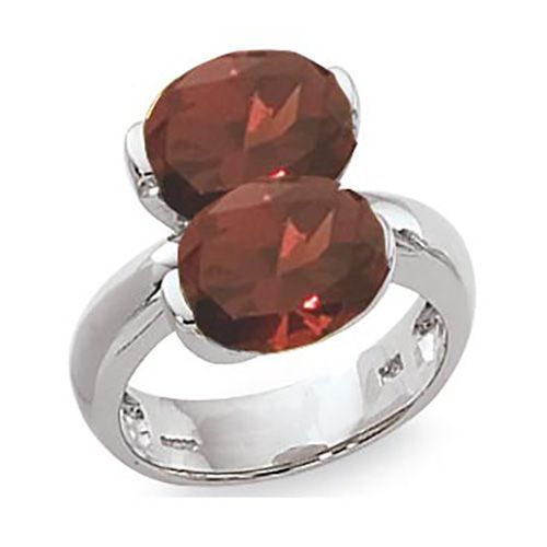 Ovals Garnet Ring - Sterling Silver Size 7 - 70894GA-SS