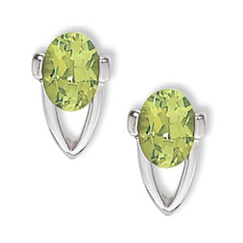 Ovals Peridot Earrings - Sterling Silver - 90304PE-SS