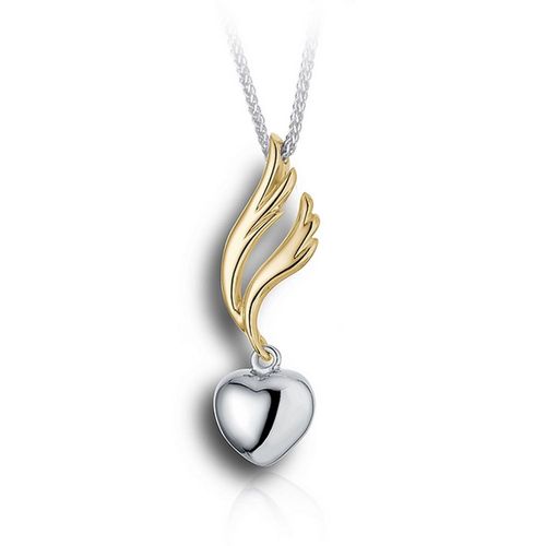 Pacific Urns Cremation Necklace Angel Wing and Heart 2 Tone
