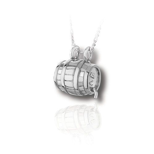 Pacific Urns Necklace For Ashes Beer Barrel 10K In Yellow Gold