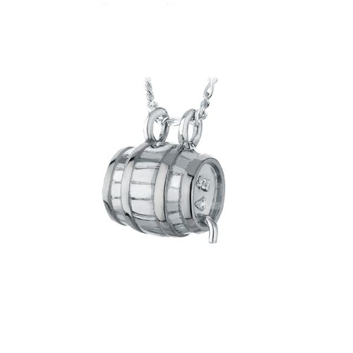 Pacific Urns Necklace For Ashes Beer Barrel In Sterling Silver