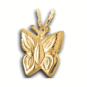 Pacific Urns Necklace For Ashes Butterfly 10K In Yellow Gold