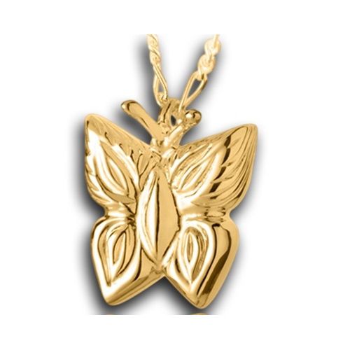 Pacific Urns Necklace For Ashes Butterfly 10K In Yellow Gold