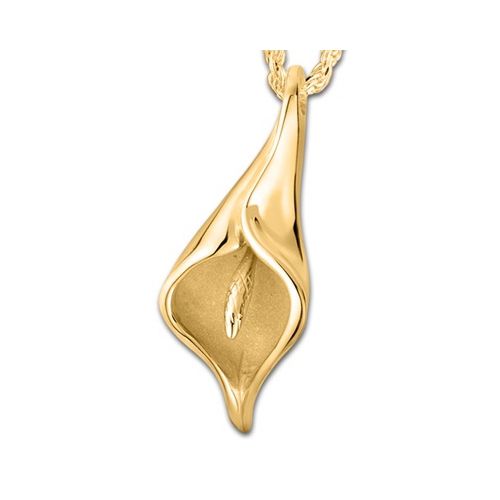 Pacific Urns Necklace For Ashes Calla Lily 14K In Yellow Gold