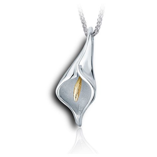 Pacific Urns Cremation Necklace Calla Lily 2 Tone