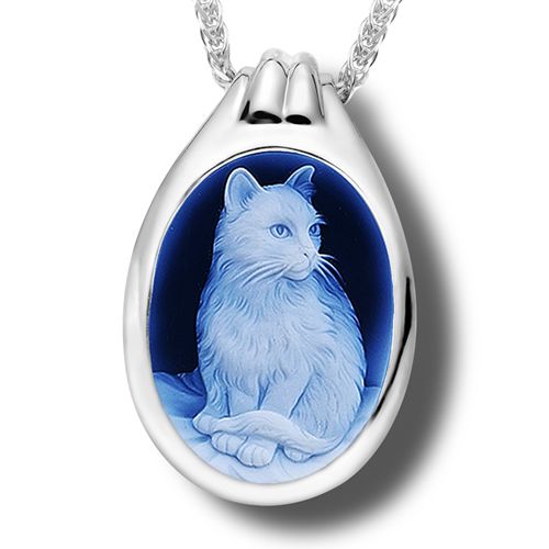 Pacific Urns Cremation Necklace Cat Cameo