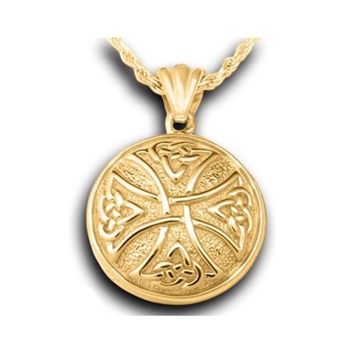 Pacific Urns Necklace For Ashes Celtic Cross 14K In Yellow Gold