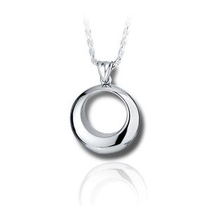 Pacific Urns Necklace For Ashes Circle Pendant 10K In Yellow Gold
