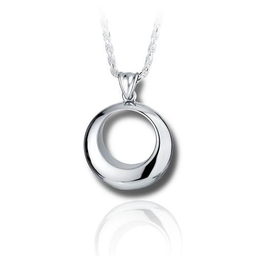 Pacific Urns Necklace For Ashes Circle Pendant In Sterling Silver