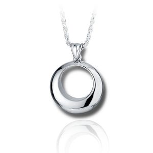 Pacific Urns Necklace For Ashes Circle Pendant In Sterling Silver