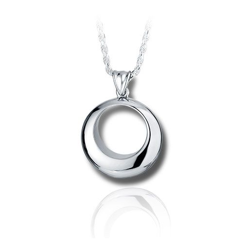 Pacific Urns Necklace For Ashes Circle Pendant 14K In Yellow Gold