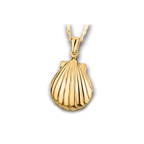 Pacific Urns Necklace For Ashes Clamshell 10K In Yellow Gold