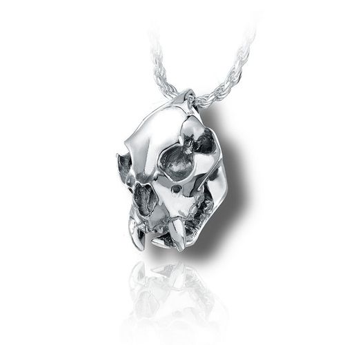 Pacific Urns Necklace For Ashes Cougar Skull In Sterling Silver