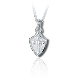 Pacific Urns Necklace For Ashes Crusader Shield In Sterling Silver