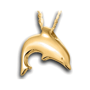 Pacific Urns Necklace For Ashes Dolphin 10K In Yellow Gold