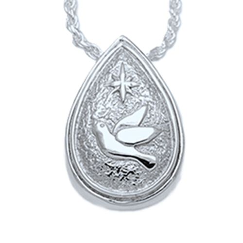 Pacific Urns Necklace For Ashes Dove And Star 14K In Yellow Gold