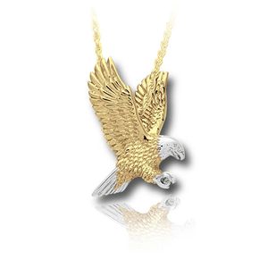 Pacific Urns Cremation Necklace Eagle In Gold 2 Tone