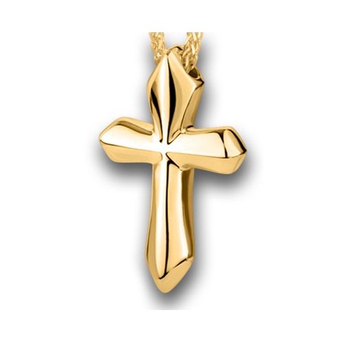 Pacific Urns Necklace For Ashes Edged Cross 14K In Yellow Gold