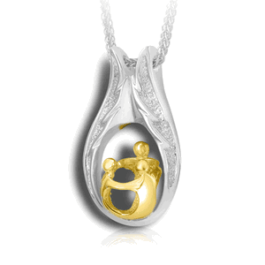Pacific Urns Jewelry For Ashes Family Pendant 1+2 2 Tone