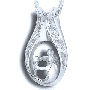 Pacific Urns Jewelry For Ashes Family Pendant 1+2 SS
