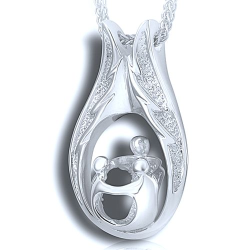 Pacific Urns Jewelry For Ashes Family Pendant 1+2 SS
