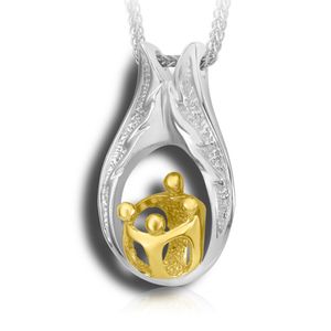 Pacific Urns Jewelry For Ashes Family Pendant 1+3 2 Tone