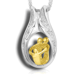 Pacific Urns Jewelry For Ashes Family Pendant 2+1 2 Tone