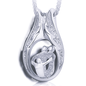 Pacific Urns Jewelry For Ashes Family Pendant 2+1 SS
