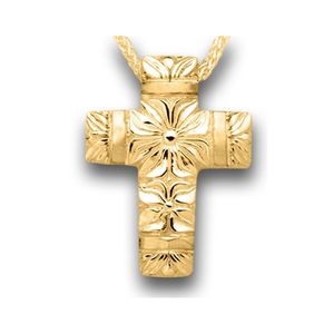 Pacific Urns Necklace For Ashes Flowers & Bands 14K In Yellow Gold