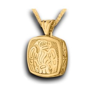 Pacific Urns Necklace For Ashes Haida Eagle 14K In Yellow Gold