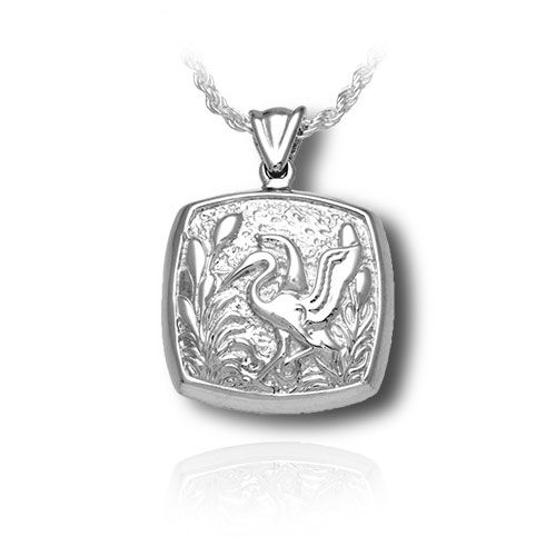 Pacific Urns Necklace For Ashes Heron Cushion 14K In Yellow Gold