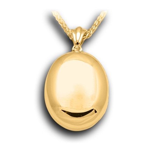 Pacific Urns Necklace For Ashes High Polish Oval 10K In Yellow Gold