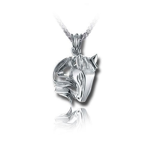 Pacific Urns Necklace For Ashes Horse Bowing 10K In Yellow Gold