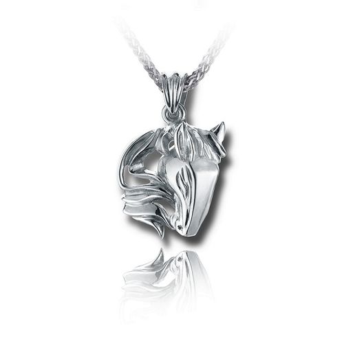 Pacific Urns Necklace For Ashes Horse Bowing In Sterling Silver